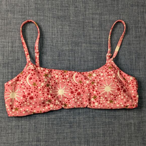 Carolina K Arianna Bikini Top Small Pink Constellation Sun Moon Stars Polka Swim - Picture 11 of 11